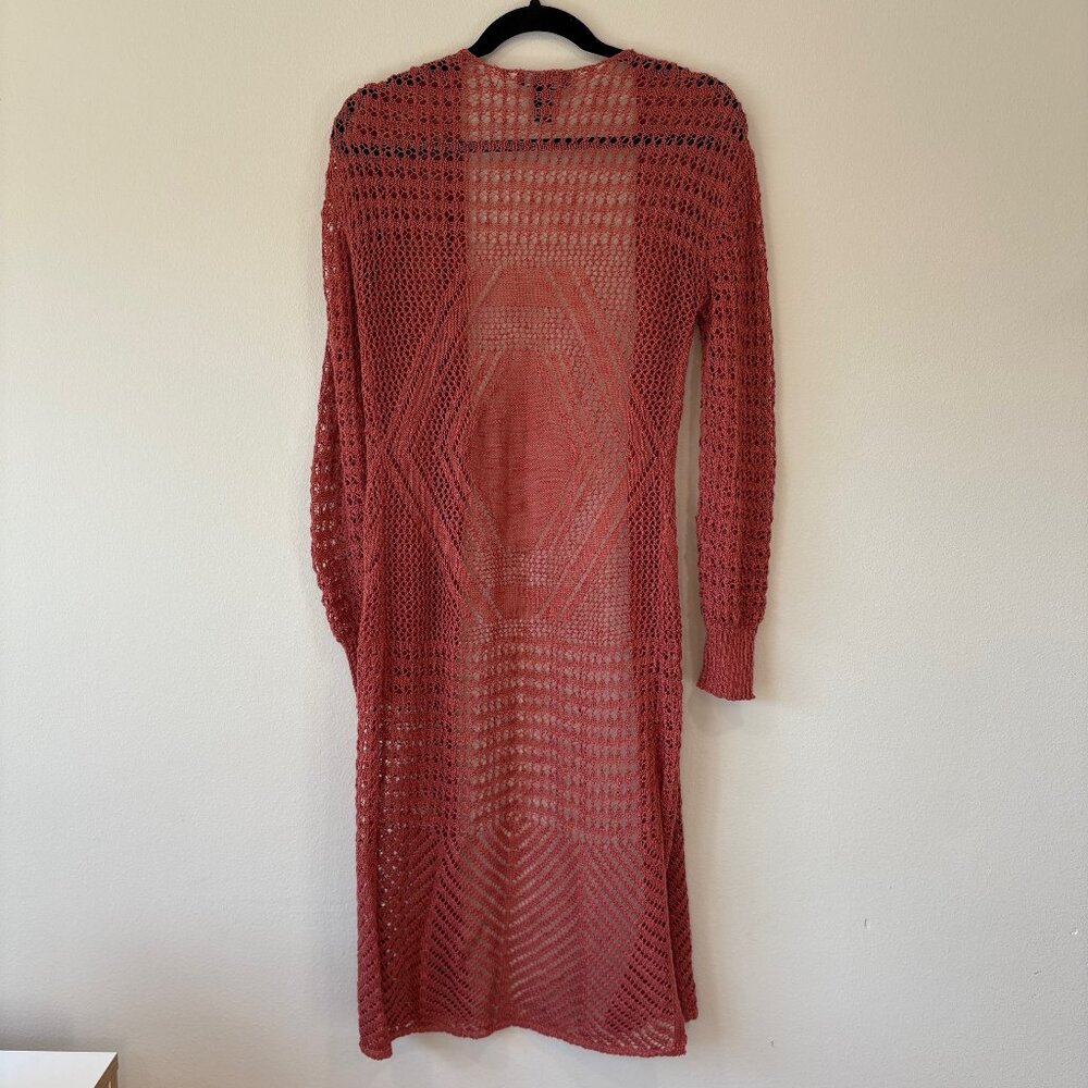 Burnt Orange Fall Urban Heritage Cardigan Long Sweater Size Small